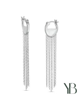 Aretes colgantes estilo candelabro con forma de semicírculo y cable Forzatina en forma de chevrón en plata esterlina